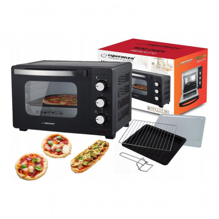 Електрическа фурна Esperanza EKO008N, 1280W, 20 л, 100-230C, Таймер 60 мин, Черен