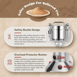 Електрическа мелница за зърно и подправки Royalty Line RL-FG21801, 850W, 150 гр, 28000 об/мин, Таймер, Инокс