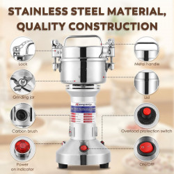 Електрическа мелница за зърно и подправки Royalty Line RL-FG21801, 850W, 150 гр, 28000 об/мин, Таймер, Инокс