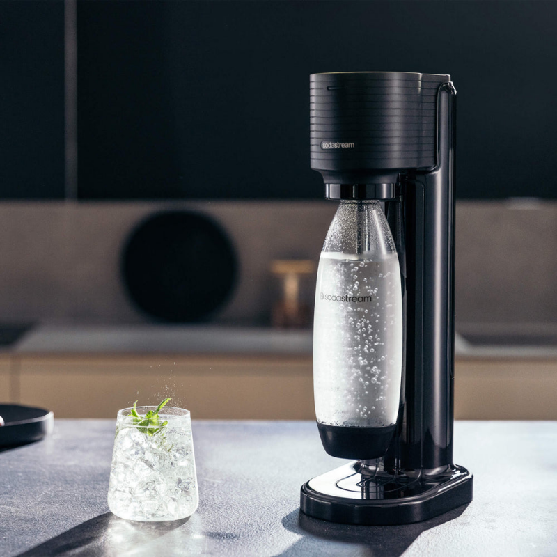 Машина за газирана вода SodaStream GAIA, 1 л, Ръчна карбонизация, 2 степени, Без BPA, Черен