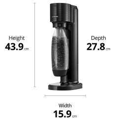 Машина за газирана вода SodaStream GAIA, 1 л, Ръчна карбонизация, 2 степени, Без BPA, Черен