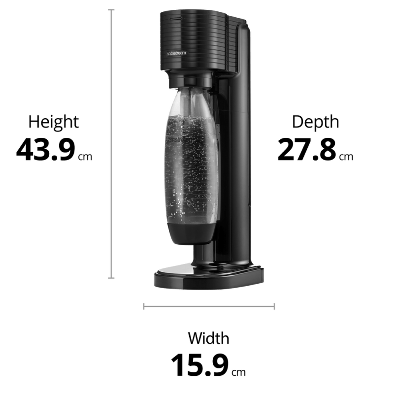 Машина за газирана вода SodaStream GAIA, 1 л, Ръчна карбонизация, 2 степени, Без BPA, Черен