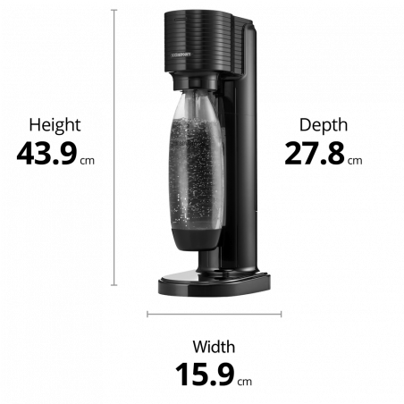 Машина за газирана вода SodaStream GAIA, 1 л, Ръчна карбонизация, 2 степени, Без BPA, Черен