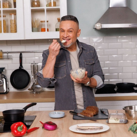 Касерола с капак Royalty Line RL-FSN20, 20 см, 2.1 л, Гранитно покритие, Индукция, Черен