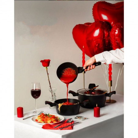 Касерола с капак Royalty Line RL-FSN20, 20 см, 2.1 л, Гранитно покритие, Индукция, Черен