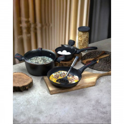 Касерола с капак Royalty Line RL-FSN20, 20 см, 2.1 л, Гранитно покритие, Индукция, Черен