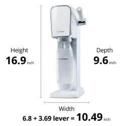 Машина за газирана вода SodaStream ART, 1 л, Ръчна карбонизация, 2 степени, Без BPA, Бял/сребрист