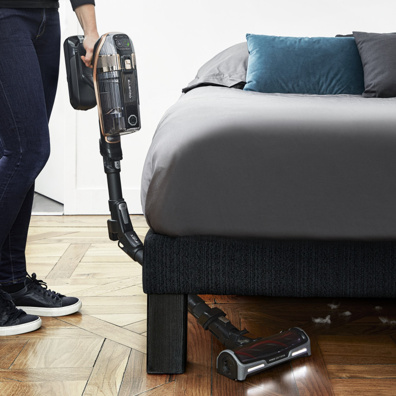 Вертикална прахосмукачка Rowenta X-Force Flex 15.60 RH99F1, 520W, 230AW, 0.9 л, 32.4V, Автономия 80 мин, Автоматична мощност, LED четка, Дисплей, Flex, Черен/бронз