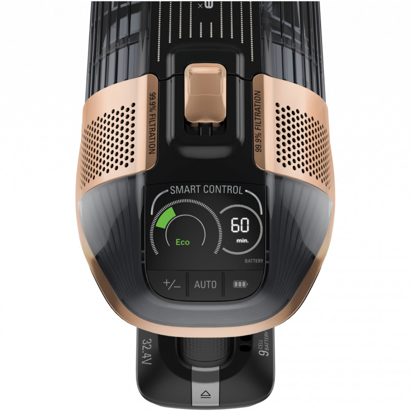 Вертикална прахосмукачка Rowenta X-Force Flex 15.60 RH99F1, 520W, 230AW, 0.9 л, 32.4V, Автономия 80 мин, Автоматична мощност, LED четка, Дисплей, Flex, Черен/бронз
