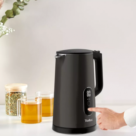 Електрическа кана Tefal KI831E10, 1800W, 1.7 л, 5 темп. нива, LED, Сензорно управление, 360°C основа, Двойни стени, Филтър против варовик, Черен