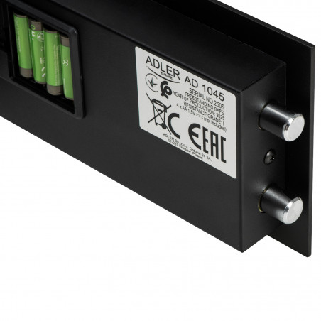 Електронен сейф Adler AD 1045, 200x420x370 мм, 14 л, Блокиране след 4 грешни опита, Предупреждение за изтощена батерия, Черен