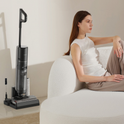 Вертикална прахосмукачка DREAME H12 Pro HHR25A, 300W, 0.7/0.9 л, 3 режима, 35 мин, Мокро/сухо, Гласови известия, LED, Автоматично сушене на мопа, Черен/сив