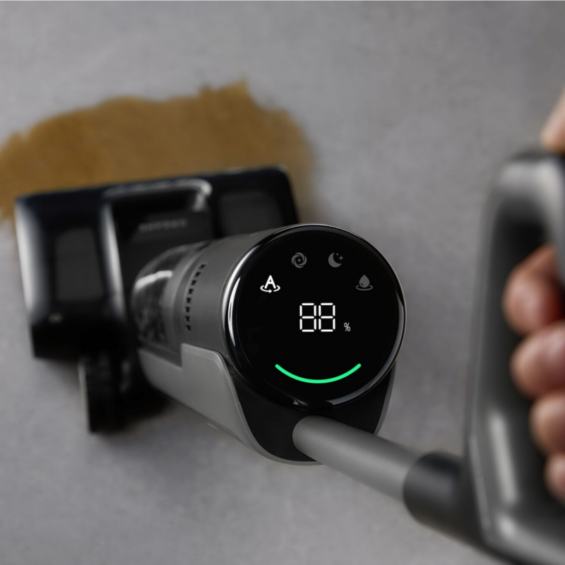 Вертикална прахосмукачка DREAME H12 Pro HHR25A, 300W, 0.7/0.9 л, 3 режима, 35 мин, Мокро/сухо, Гласови известия, LED, Автоматично сушене на мопа, Черен/сив