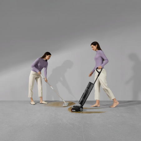 Вертикална прахосмукачка DREAME H12 Pro HHR25A, 300W, 0.7/0.9 л, 3 режима, 35 мин, Мокро/сухо, Гласови известия, LED, Автоматично сушене на мопа, Черен/сив