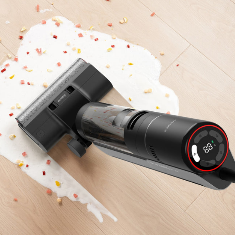 Вертикална прахосмукачка DREAME H12 Pro HHR25A, 300W, 0.7/0.9 л, 3 режима, 35 мин, Мокро/сухо, Гласови известия, LED, Автоматично сушене на мопа, Черен/сив