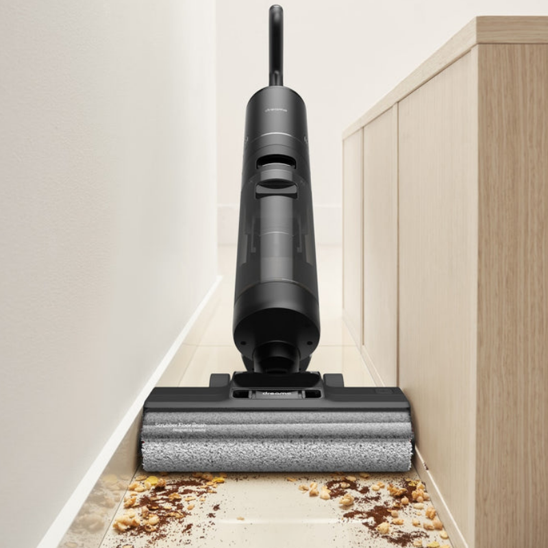 Вертикална прахосмукачка DREAME H12 Pro HHR25A, 300W, 0.7/0.9 л, 3 режима, 35 мин, Мокро/сухо, Гласови известия, LED, Автоматично сушене на мопа, Черен/сив