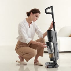 Вертикална прахосмукачка DREAME H12 Pro HHR25A, 300W, 0.7/0.9 л, 3 режима, 35 мин, Мокро/сухо, Гласови известия, LED, Автоматично сушене на мопа, Черен/сив