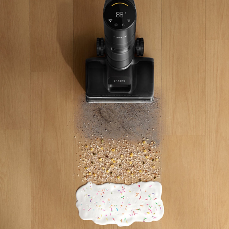 Вертикална прахосмукачка DREAME H12 Pro HHR25A, 300W, 0.7/0.9 л, 3 режима, 35 мин, Мокро/сухо, Гласови известия, LED, Автоматично сушене на мопа, Черен/сив