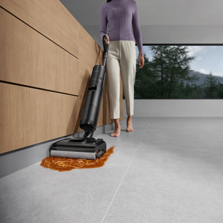Вертикална прахосмукачка DREAME H12 Pro HHR25A, 300W, 0.7/0.9 л, 3 режима, 35 мин, Мокро/сухо, Гласови известия, LED, Автоматично сушене на мопа, Черен/сив