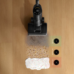 Вертикална прахосмукачка DREAME H12 Pro HHR25A, 300W, 0.7/0.9 л, 3 режима, 35 мин, Мокро/сухо, Гласови известия, LED, Автоматично сушене на мопа, Черен/сив