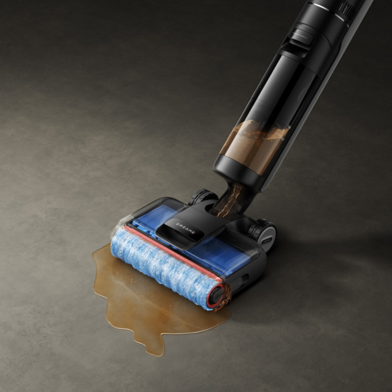 Вертикална прахосмукачка DREAME H12 Pro HHR25A, 300W, 0.7/0.9 л, 3 режима, 35 мин, Мокро/сухо, Гласови известия, LED, Автоматично сушене на мопа, Черен/сив