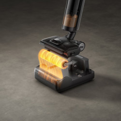 Вертикална прахосмукачка DREAME H12 Pro HHR25A, 300W, 0.7/0.9 л, 3 режима, 35 мин, Мокро/сухо, Гласови известия, LED, Автоматично сушене на мопа, Черен/сив