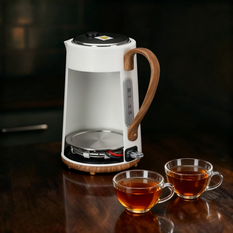 Електрическа кана Adler AD 1352, 2200W, 1.7 л, STRIX, Въртяща се основа, Автоматично изключване, Бял