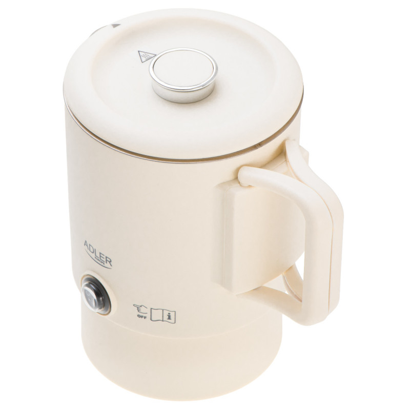 Електрическа кана за туризъм Adler AD 1388b, 650W, 0.8 л, Сваляем капак, Въртяща се основа, Бежов