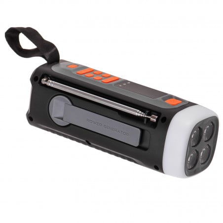 Аварийно радио Adler AD 1920, Соларен панел/Ръчно динамо/USB-C, 4500 mAh, Bluetooth, LED дисплей, Черен/Оранжев