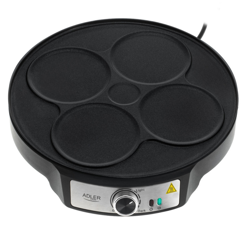 Уред за палачинки Adler AD 3093, 1600W, 30 см, Включени прибори, Черен/Инокс