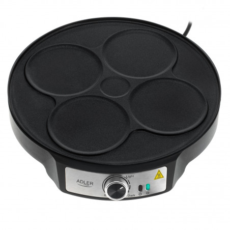 Уред за палачинки Adler AD 3093, 1600W, 30 см, Включени прибори, Черен/Инокс