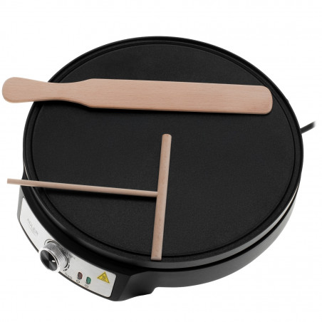Уред за палачинки Adler AD 3093, 1600W, 30 см, Включени прибори, Черен/Инокс