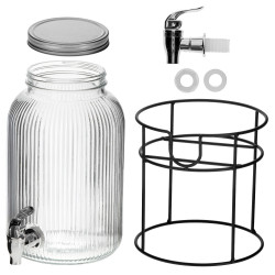 Диспенсър за напитки Adler AD 6742, 4 л, Натриево-калциево стъкло, Стойка, Прозрачен