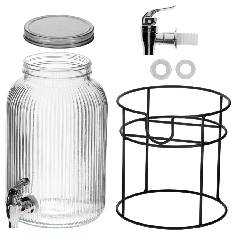 Диспенсър за напитки Adler AD 6742, 4 л, Натриево-калциево стъкло, Стойка, Прозрачен