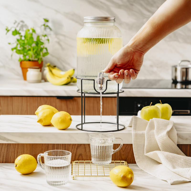 Диспенсър за напитки Adler AD 6742, 4 л, Натриево-калциево стъкло, Стойка, Прозрачен