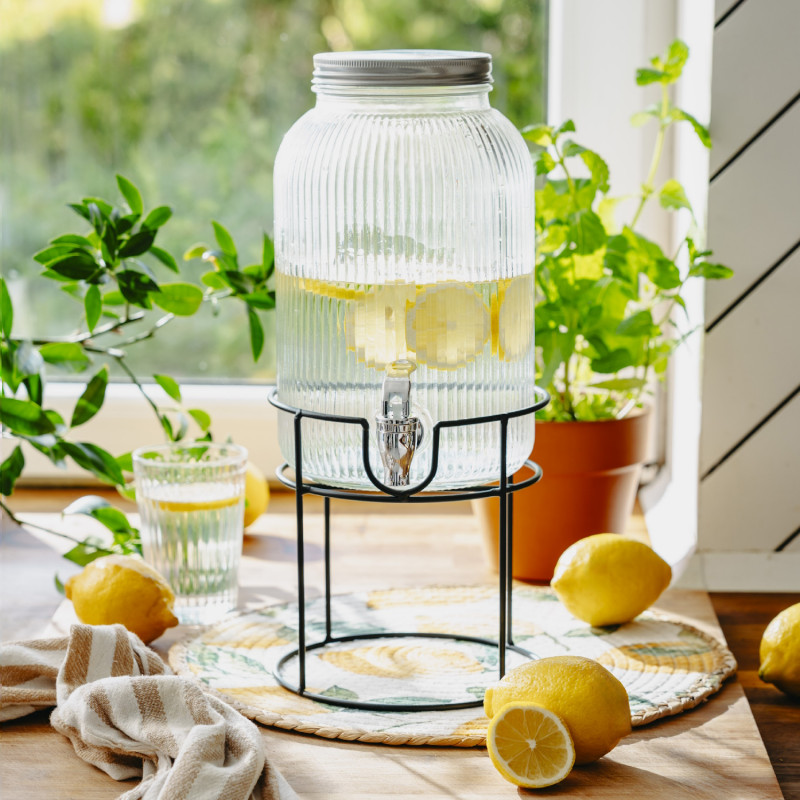 Диспенсър за напитки Adler AD 6742, 4 л, Натриево-калциево стъкло, Стойка, Прозрачен