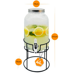 Диспенсър за напитки Adler AD 6742, 4 л, Натриево-калциево стъкло, Стойка, Прозрачен