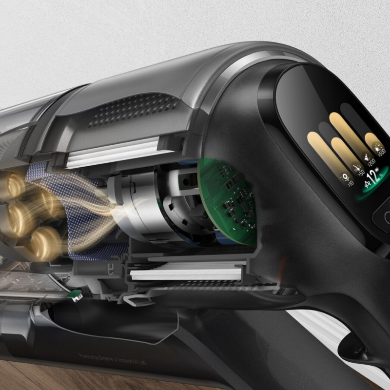 Вертикална прахосмукачка Dreame Z30 AquaCycle VZV77B, 855W, 310AW, 150000 об/мин, 3 степени, 0.32/0.4/0.6 л, 90 мин, HEPA H14, LED, Безчетков мотор, Черен