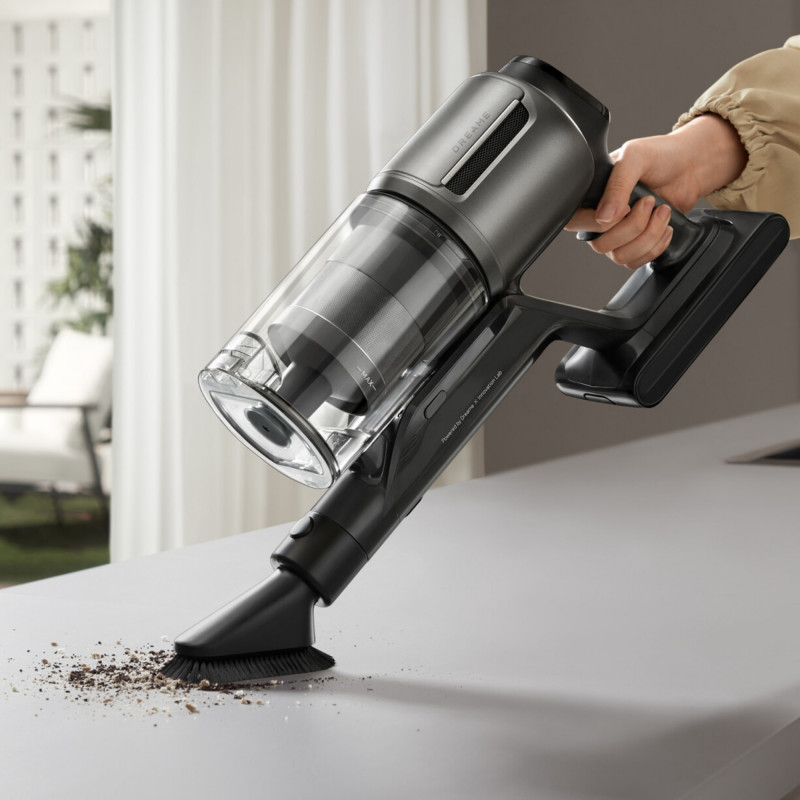 Вертикална прахосмукачка Dreame Z30 AquaCycle VZV77B, 855W, 310AW, 150000 об/мин, 3 степени, 0.32/0.4/0.6 л, 90 мин, HEPA H14, LED, Безчетков мотор, Черен