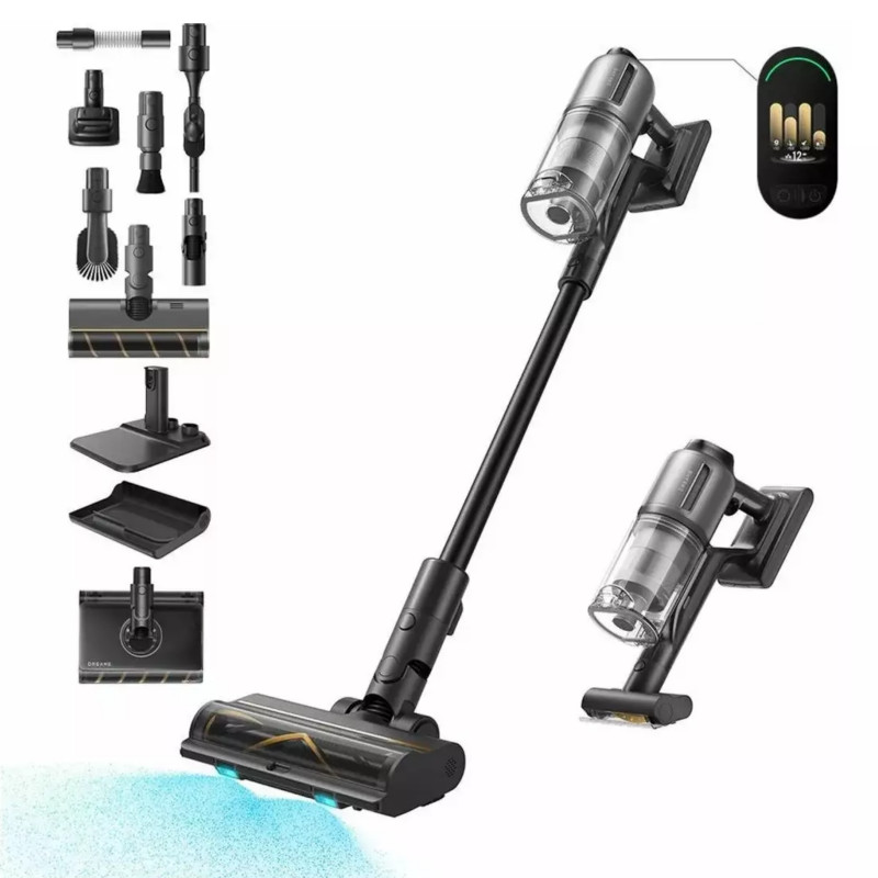 Вертикална прахосмукачка Dreame Z30 AquaCycle VZV77B, 855W, 310AW, 150000 об/мин, 3 степени, 0.32/0.4/0.6 л, 90 мин, HEPA H14, LED, Безчетков мотор, Черен