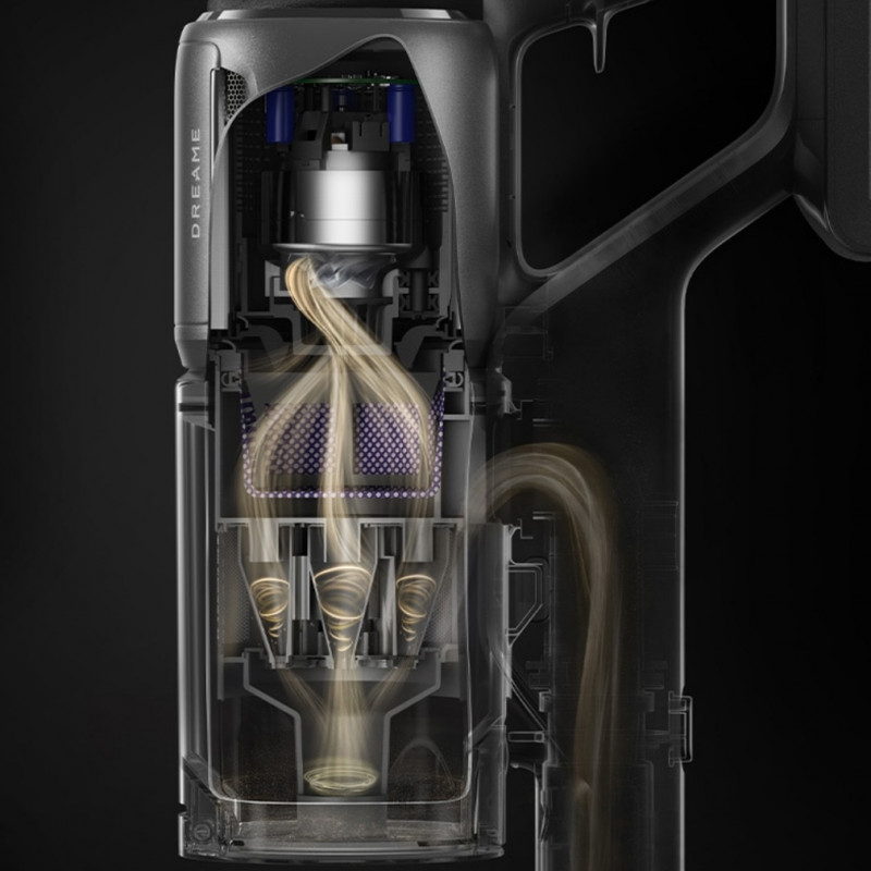 Вертикална прахосмукачка Dreame Z30 AquaCycle VZV77B, 855W, 310AW, 150000 об/мин, 3 степени, 0.32/0.4/0.6 л, 90 мин, HEPA H14, LED, Безчетков мотор, Черен