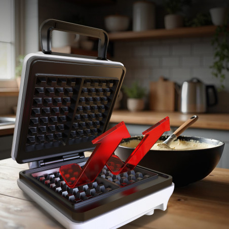 Гофретник Mesko MS 3091, 1800W, Незалепващо покритие, 2 плочи, Неплъзгащи се крачета, Бял