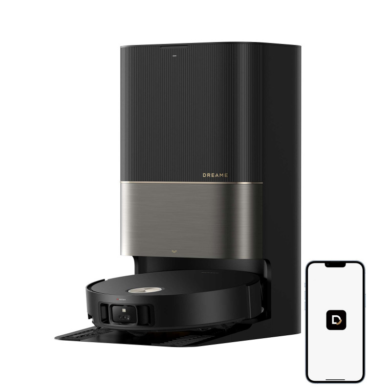 Прахосмукачка робот Dreame X50 Ultra RLX85CE-6-BK, 20000 Pa, AI разпознаване на препятствия, 360° навигация, Гласово управление, UV стерилизация, Черен/златист