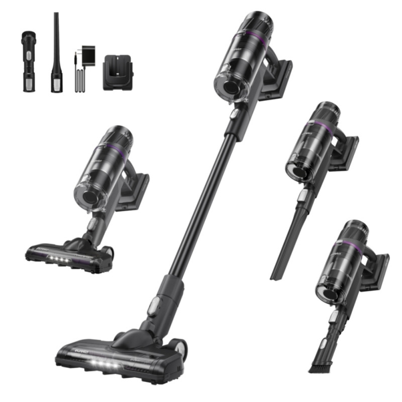 Вертикална прахосмукачка 2в1 Eureka NEC520, 200W, 0.5 л, Автономия 50 мин, Турбо четка, Регулиране на мощността, Миещ се HEPA филтър, Черен