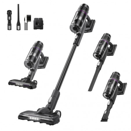 Вертикална прахосмукачка 2в1 Eureka NEC520, 200W, 0.5 л, Автономия 50 мин, Турбо четка, Регулиране на мощността, Миещ се HEPA филтър, Черен