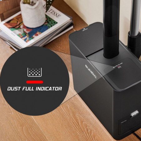 Вертикална прахосмукачка 2в1 Eureka NEC490, 350W, LED дисплей и светлина на четката, Single Cyclone, 60 мин, Станция за самоизпразване и зареждане, Черен