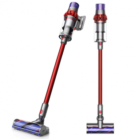 Вертикална прахосмукачка Dyson V10 Origin 394464-01, 525W, 151AW, 0.76l, 125000 об/мин, 60 мин, 3 режима, Motorbar четка, Никел/червен