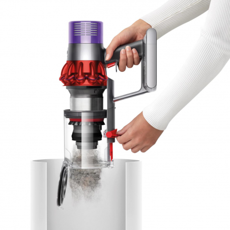 Вертикална прахосмукачка Dyson V10 Origin 394464-01, 525W, 151AW, 0.76l, 125000 об/мин, 60 мин, 3 режима, Motorbar четка, Никел/червен