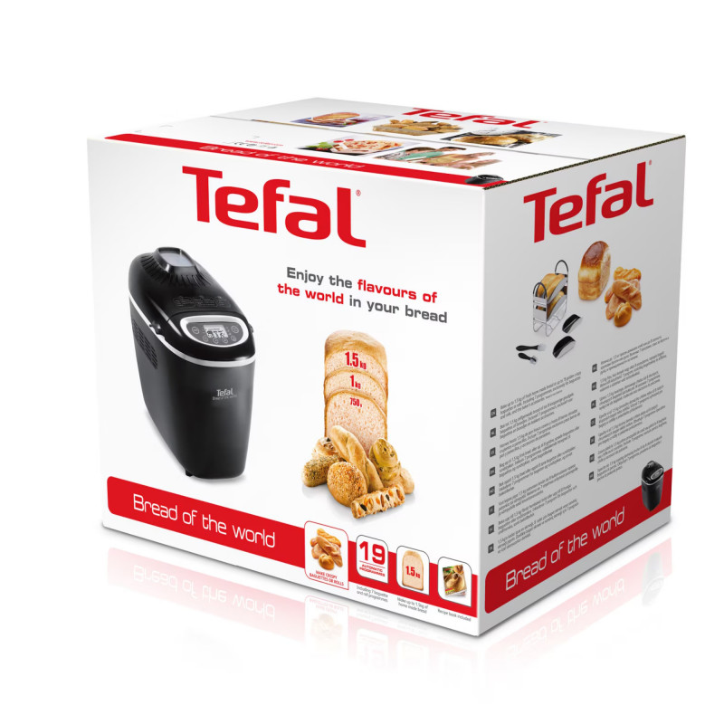 Хлебопекарна Tefal Bread of the World PF6118, 1600 W, 750/1000/1500 гр, 2 бъркалки, 19 програми, Черен