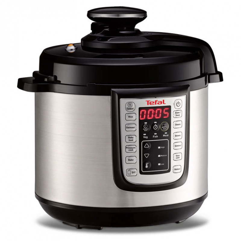 Мултикукър Tefal CY505EE0 One Pot, 1200 W, 6л, 25 програми, Таймер, Поддържане на топлина, Сребрист/черен